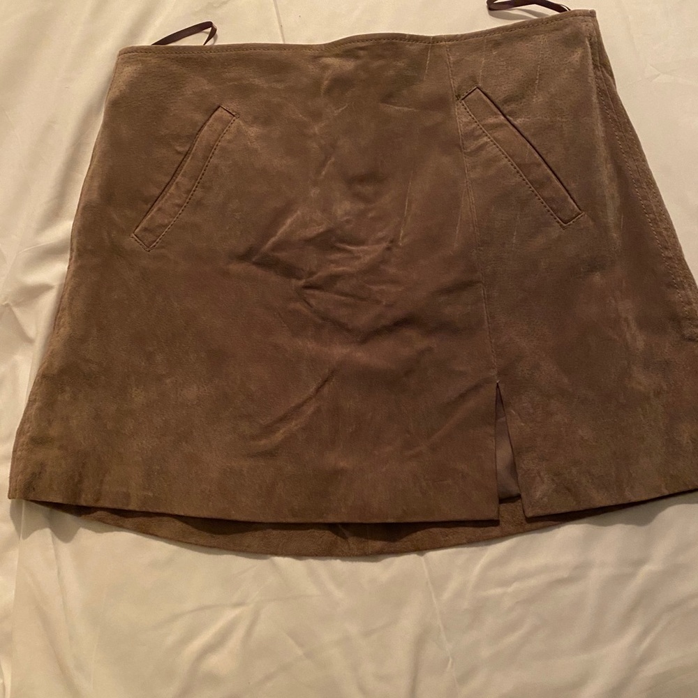 Blank NYC Taupe Suede Mini Skirt